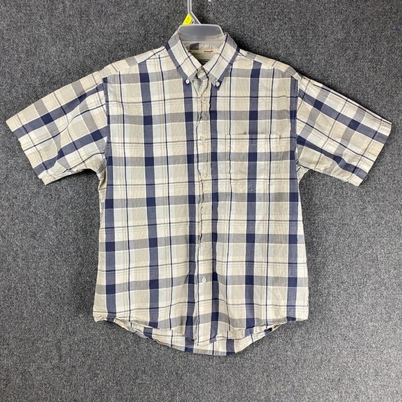 Timber Creek by Wrangler Button Down Shirt Medium Men's Short Sleeve 100% Cotton - Picture 1 of 7